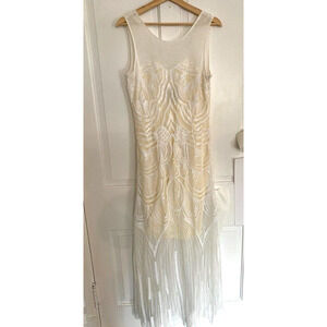 Holly Bracken Designer special occasion long Plunge back sequin dress women's M